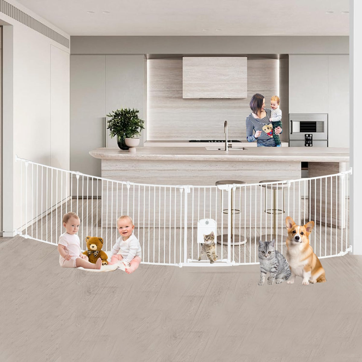 NexusSmash extra-wide gate walk-through for easy stroller access and wide openings.