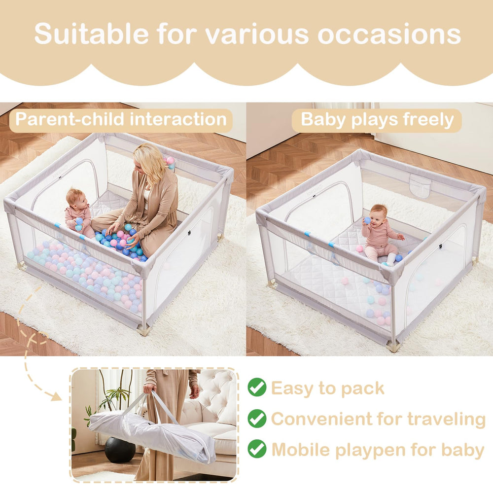 Nezmdi baby playpen anti-fall suction cups support stable edges during playtime.