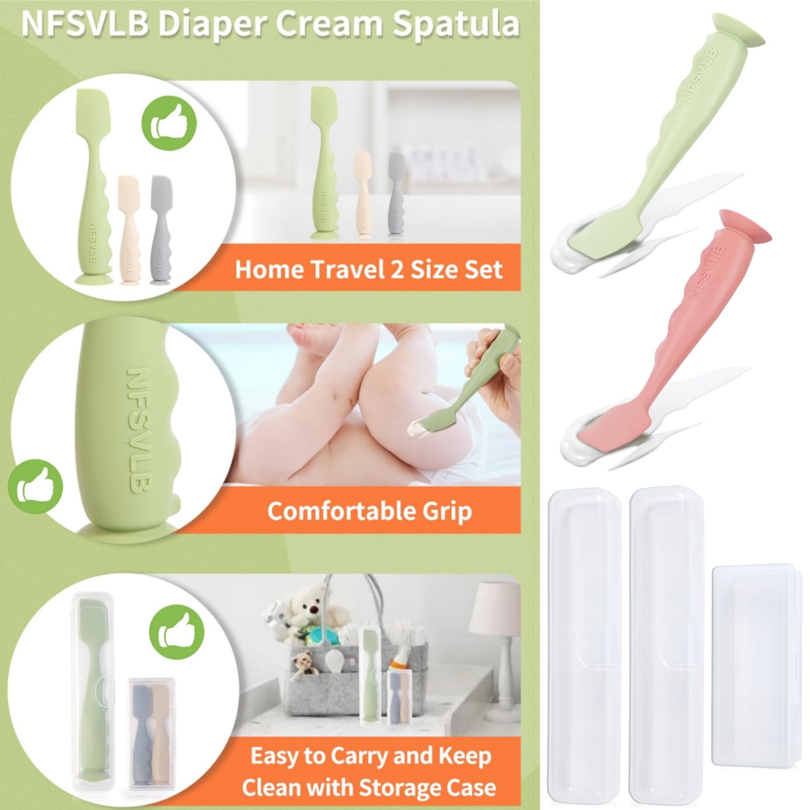 NFSVLB large butt paste spatula for broad coverage on larger diaper areas.