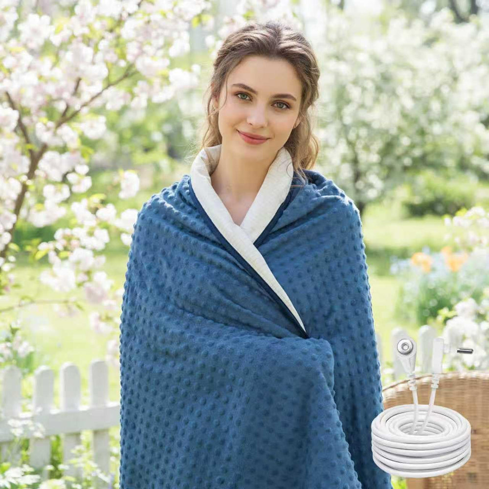 NHIDKU grounding throw navy folded for cozy lounging on bed or sofa