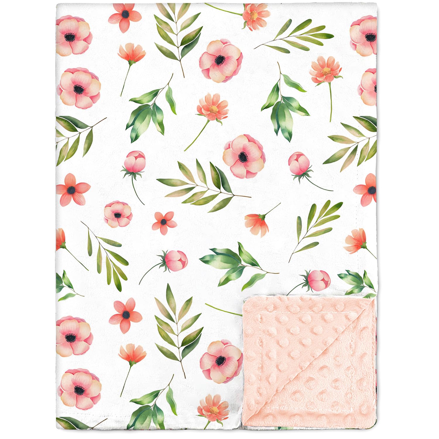 Nialnant floral baby blanket front view shows plush softness for cozy naps.