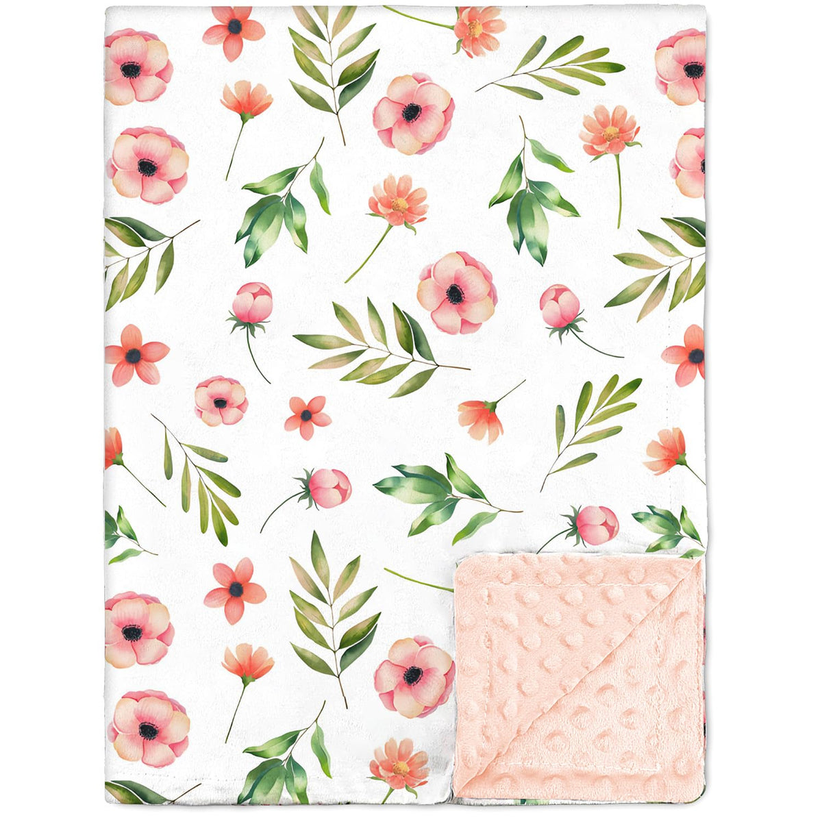 Nialnant floral baby blanket front view shows plush softness for cozy naps.
