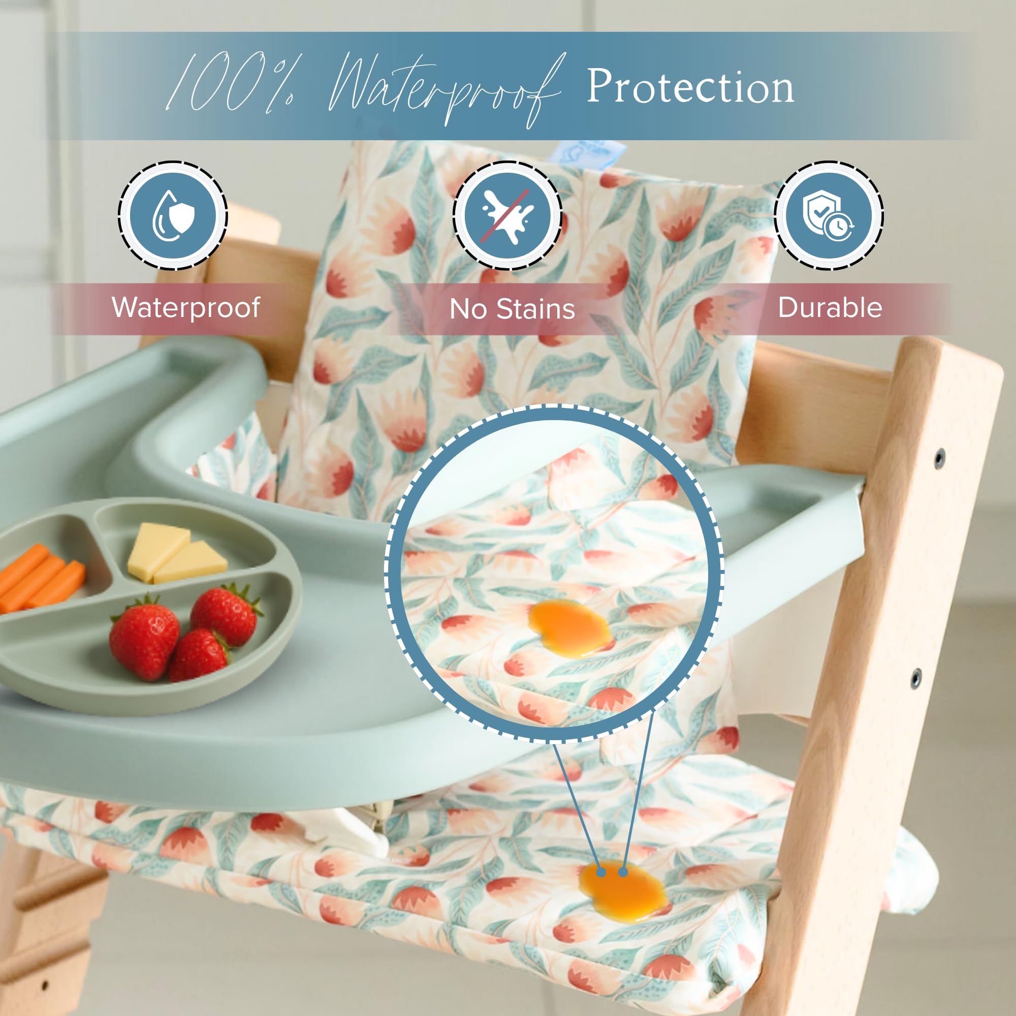 Nibble and Rest machine washable fabric showing easy deep cleaning process
