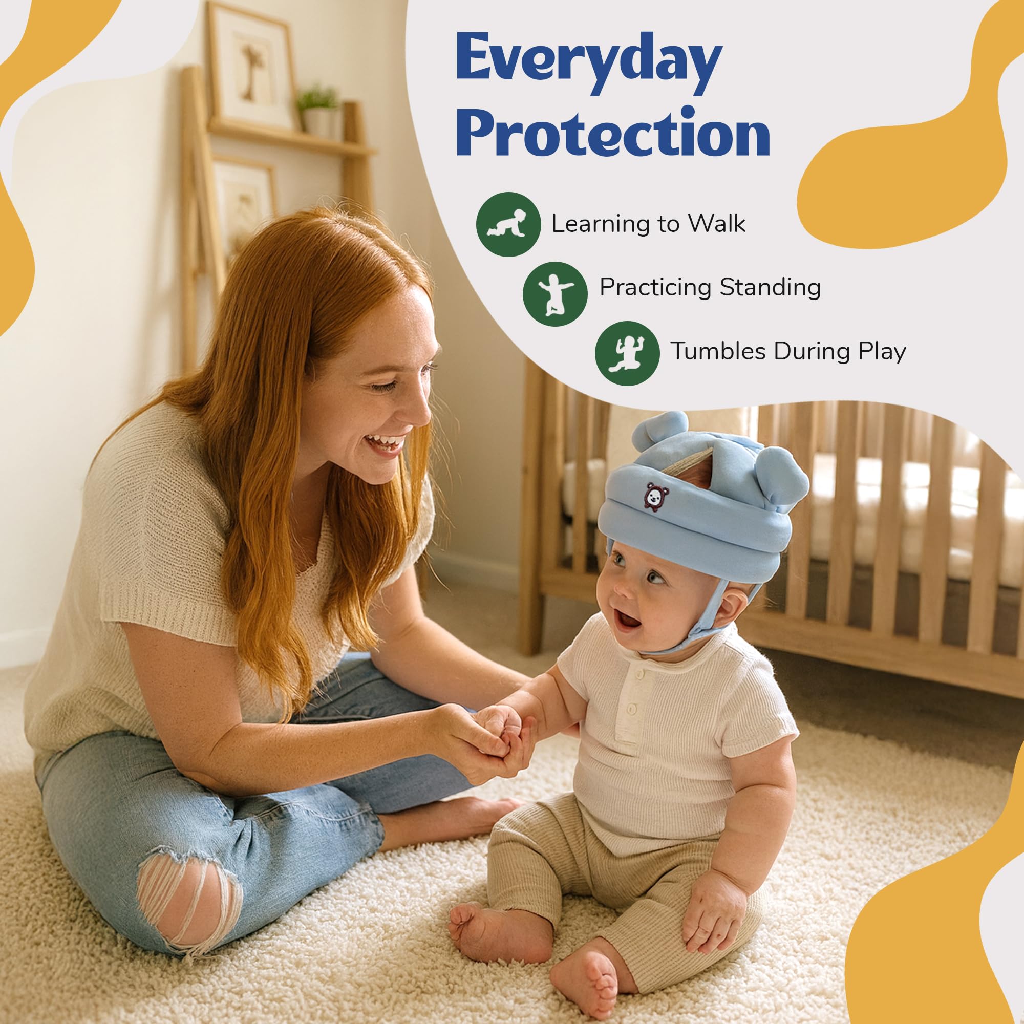 Nibelloo head protector uses hypoallergenic materials gentle on sensitive skin.