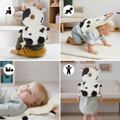 NICE CHOICE cow-pattern protector worn by a toddler highlighting lightweight design.