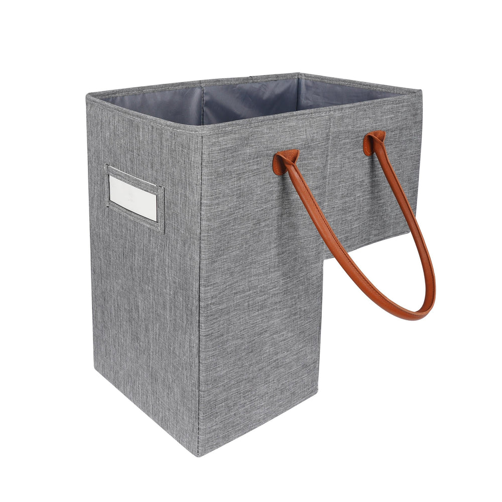 Nice & Simple Stair Basket metal snap showing secure transport on stairs.