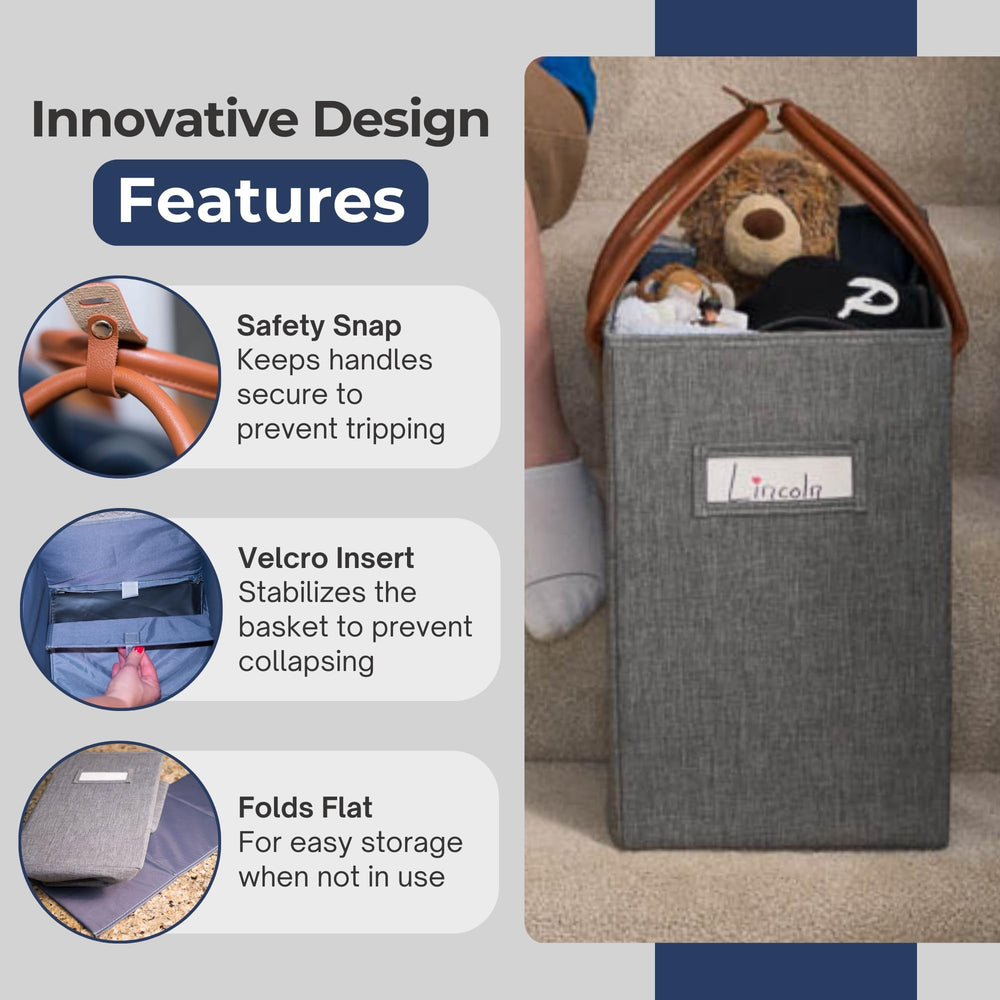 Nice & Simple Stair Basket stain-resistant fabric enables easy spot cleaning after daily use.