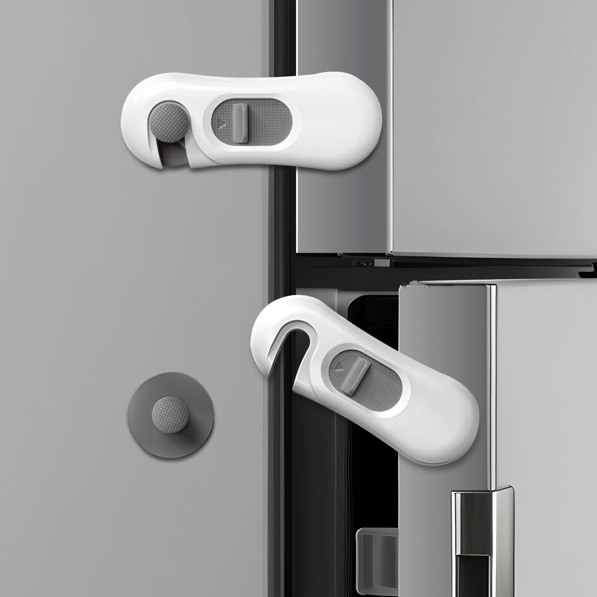 NiceTCU 5-pack fridge lock closeup highlights sturdy 3M adhesive for quick install
