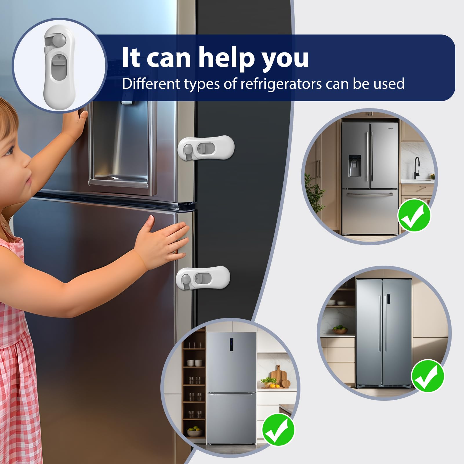 NiceTCU fridge lock applied on refrigerator door show secure closure