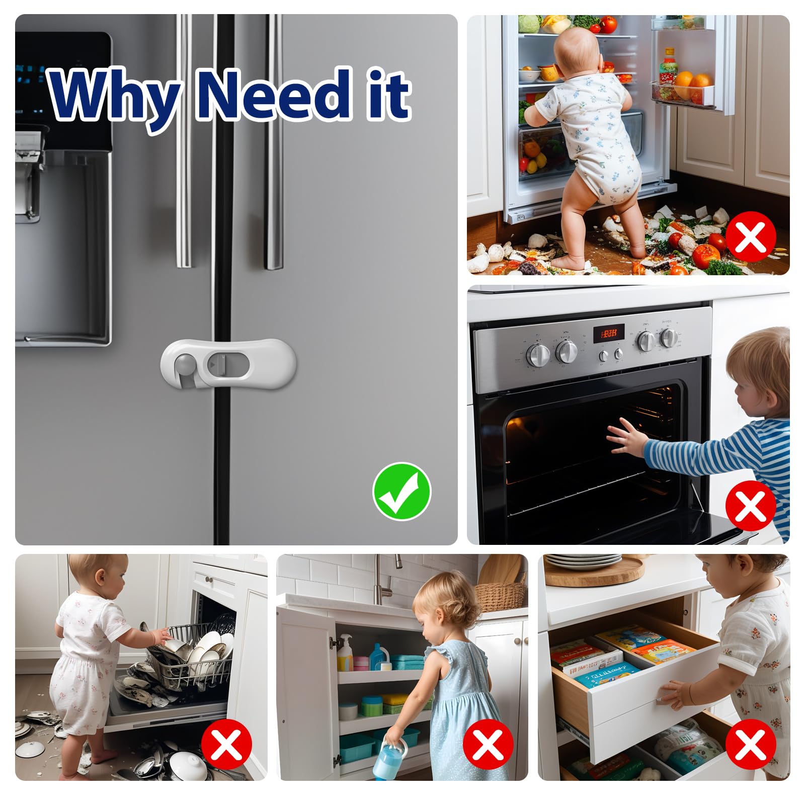 NiceTCU child safety locks on freezer door demonstrate kid friendly safety