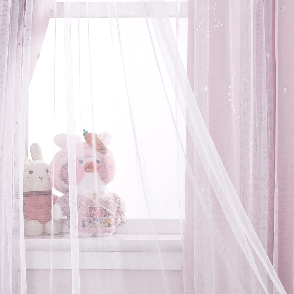 NICETOWN bedroom setup demonstrates crescent moon light patterns and whimsical stars.