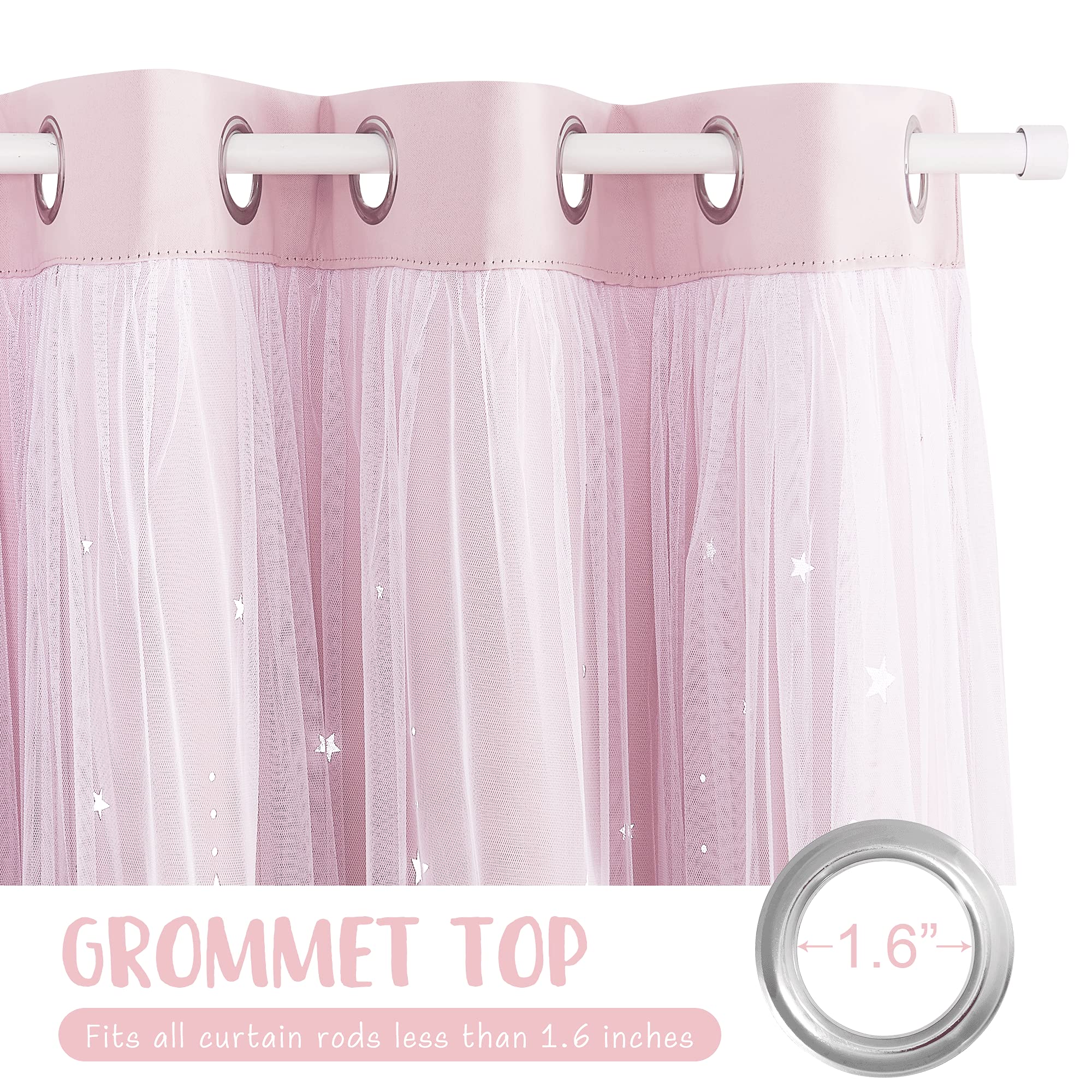 NICETOWN two-layer design combines sheer gauze and blackout fabric for versatile room darkening.