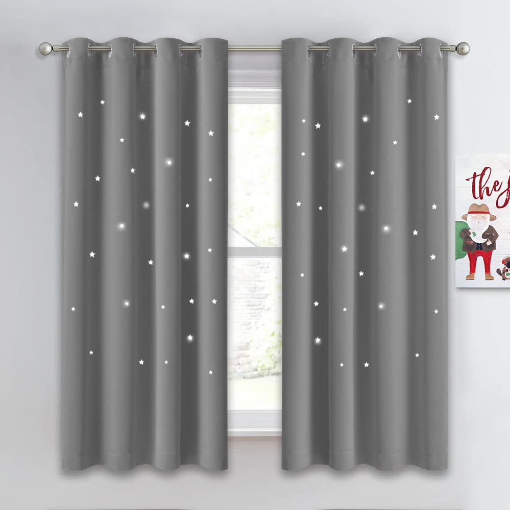 NICETOWN blackout star curtains provide privacy and gentle daylight control.