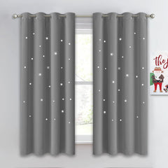 NICETOWN blackout star curtains provide privacy and gentle daylight control.
