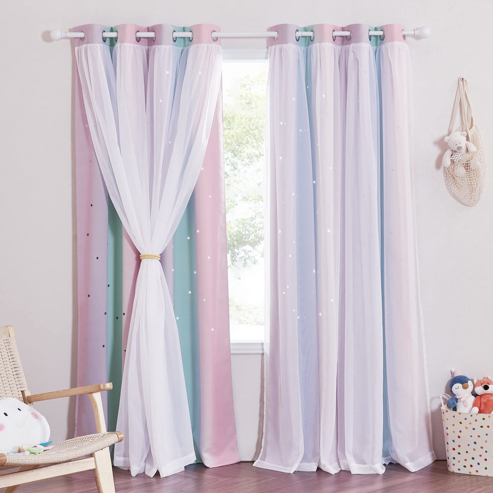 NICETOWN blackout with ombre sheer layer close-up showcasing layered privacy and elegance