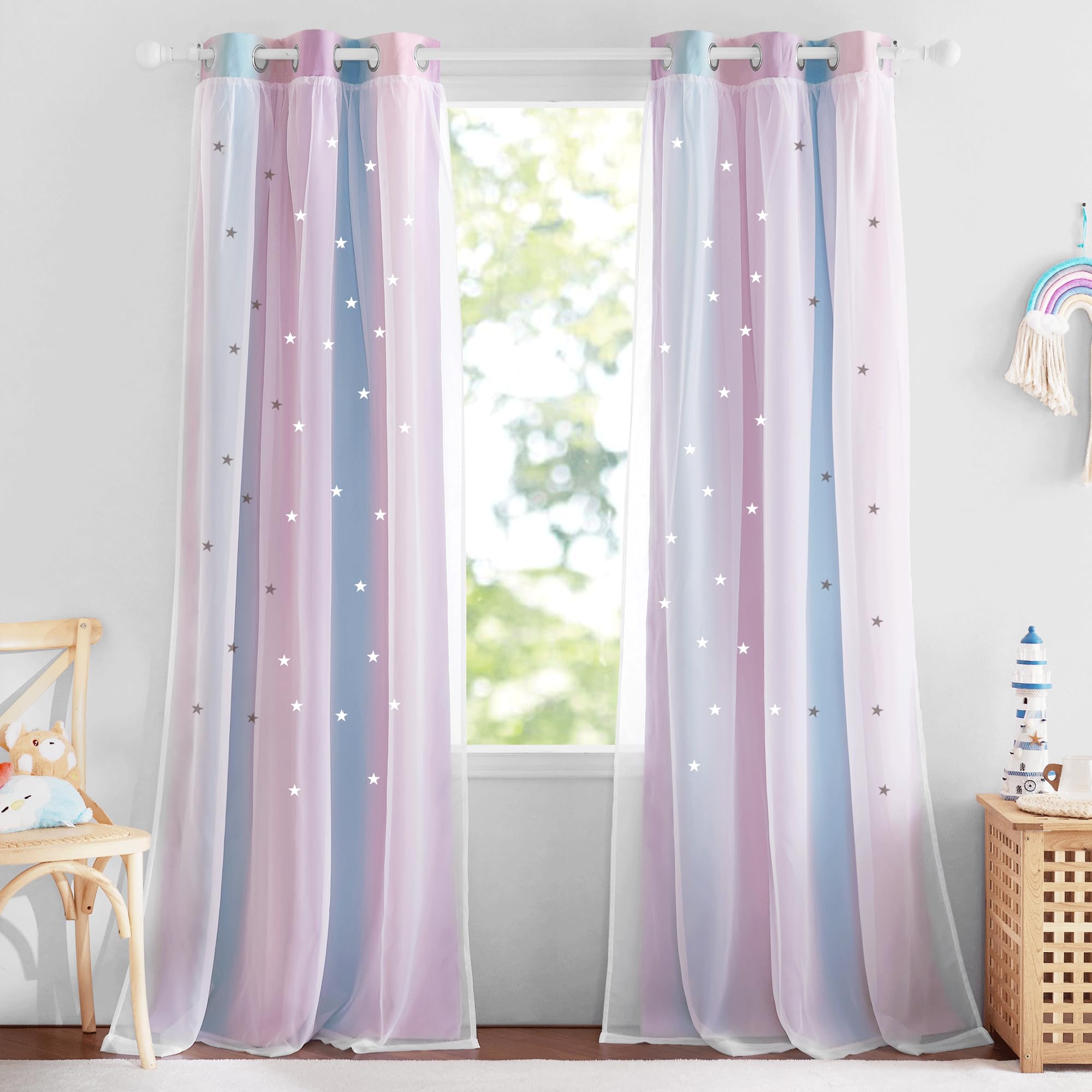 Living room setup with NICETOWN curtains creating a warm, gentle glow