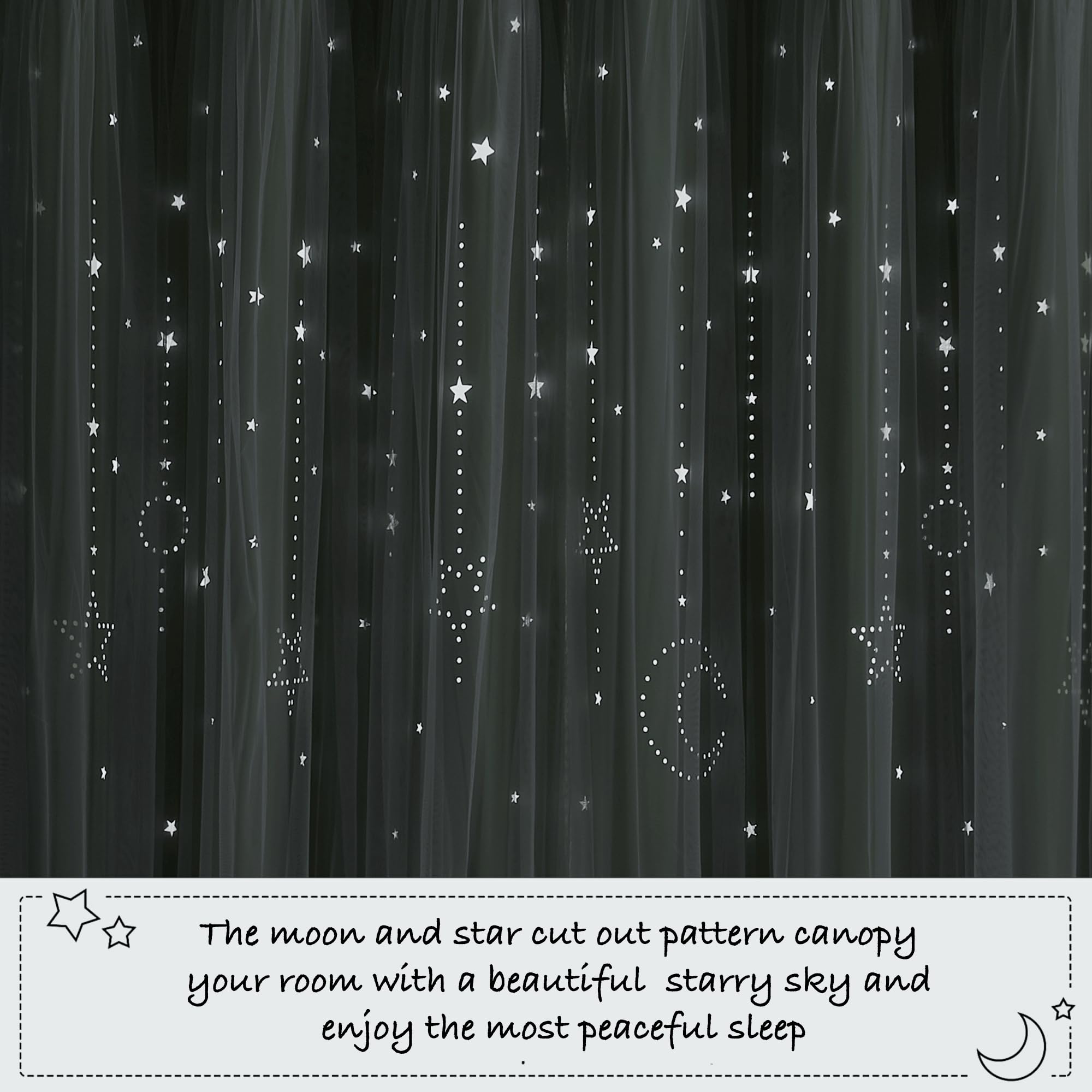 NICETOWN blackout-overlay curtains highlight decorative star-cutouts and light control