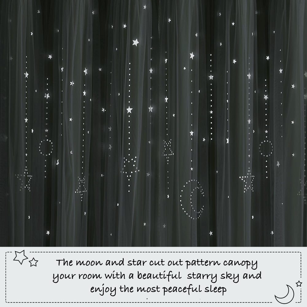 NICETOWN blackout-overlay curtains highlight decorative star-cutouts and light control