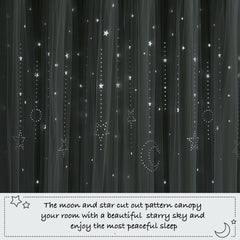 NICETOWN blackout-overlay curtains highlight decorative star-cutouts and light control