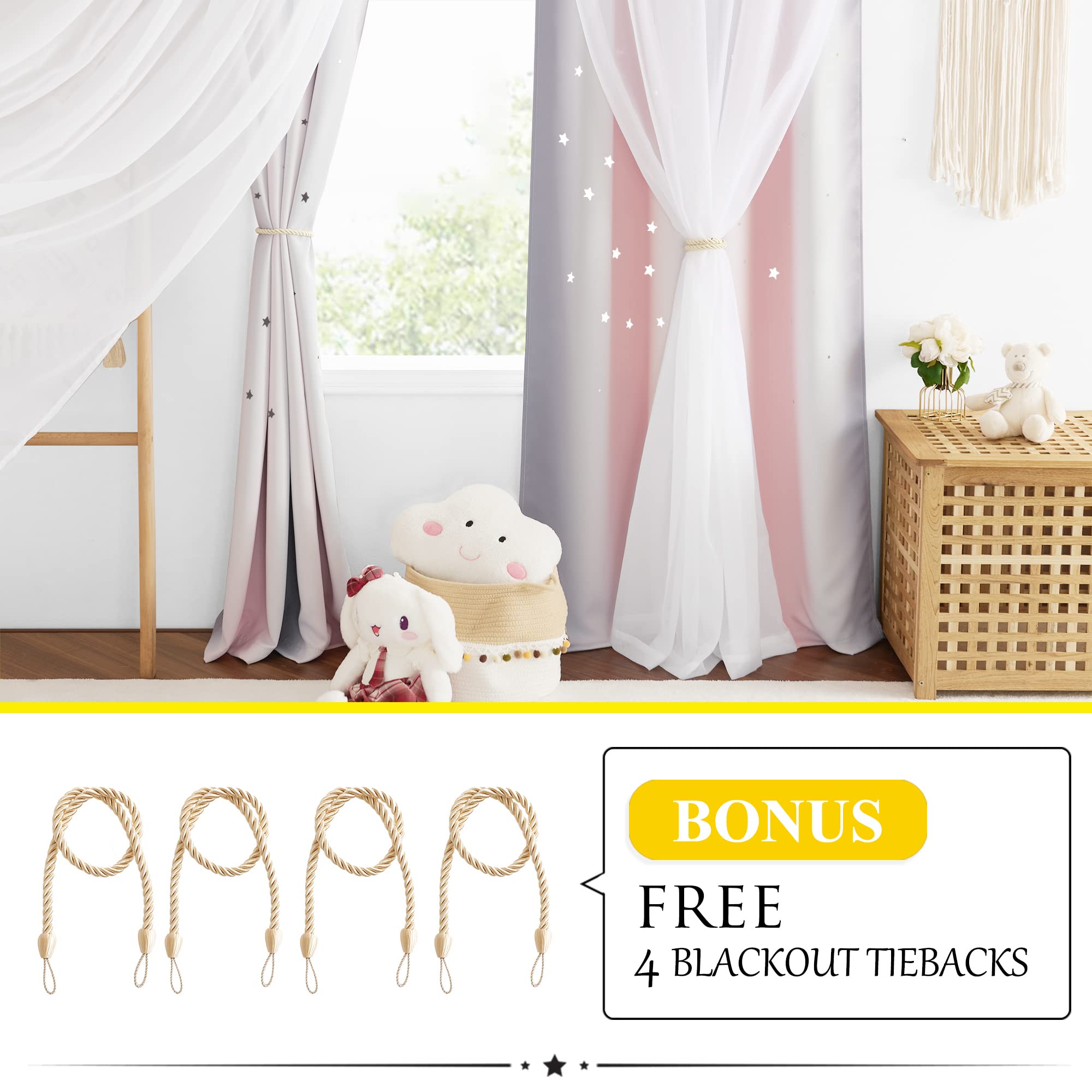 NICETOWN white voile sheer layer paired with blackout fabric for a dreamy effect