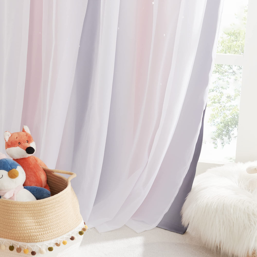 NICETOWN star themed curtains enhancing kids room decor with soft light control