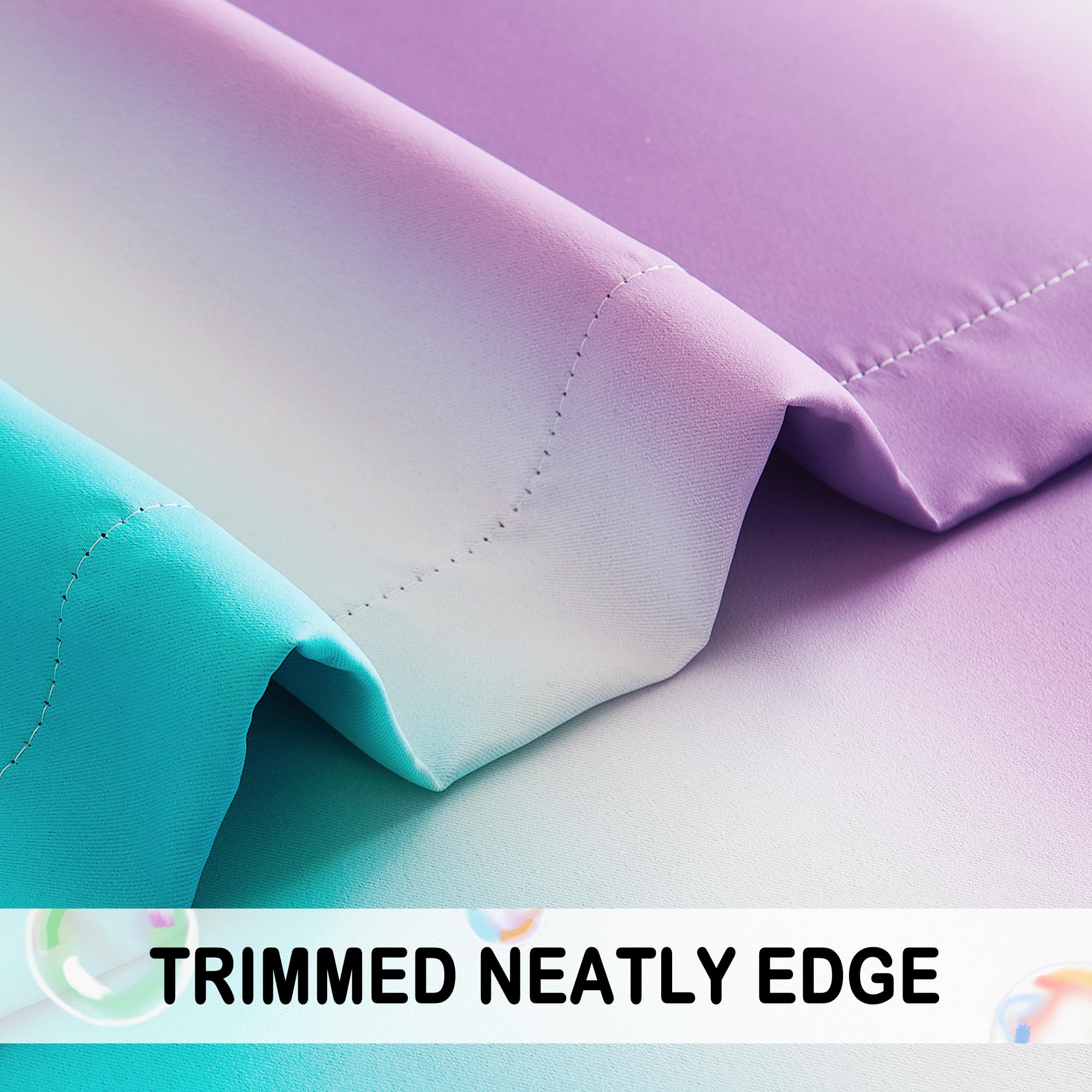 NICETOWN rainbow ombre curtains in a bright playroom with soft light diffusion