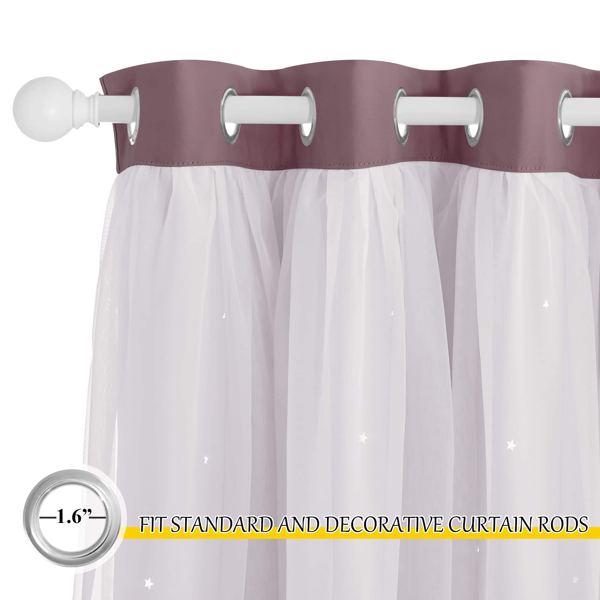NICETOWN Kids Curtains double-layer voile and blackout for privacy and soft daylight.