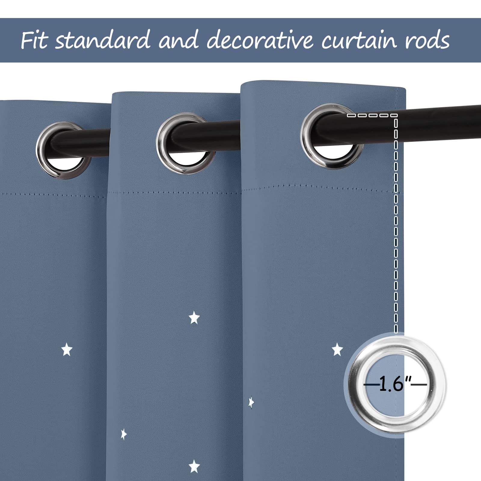 NICETOWN Kids curtains dust-blocking fabric reduces indoor dust and allergy risk.