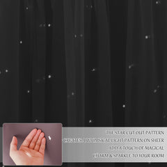 NICETOWN Kids Curtains hollow star pattern creates twinkling light effects in daytime.