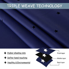 NICETOWN star-cutout window curtain allows soft light through star shapes for gentle daytime glow.