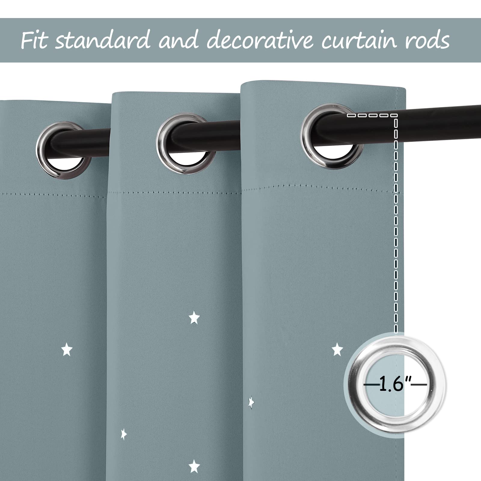 NICETOWN star-pattern drapes balance light for nap time while keeping room serene.