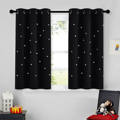 NICETOWN Star Blackout Curtains for kids room showing star shapes and privacy benefits.