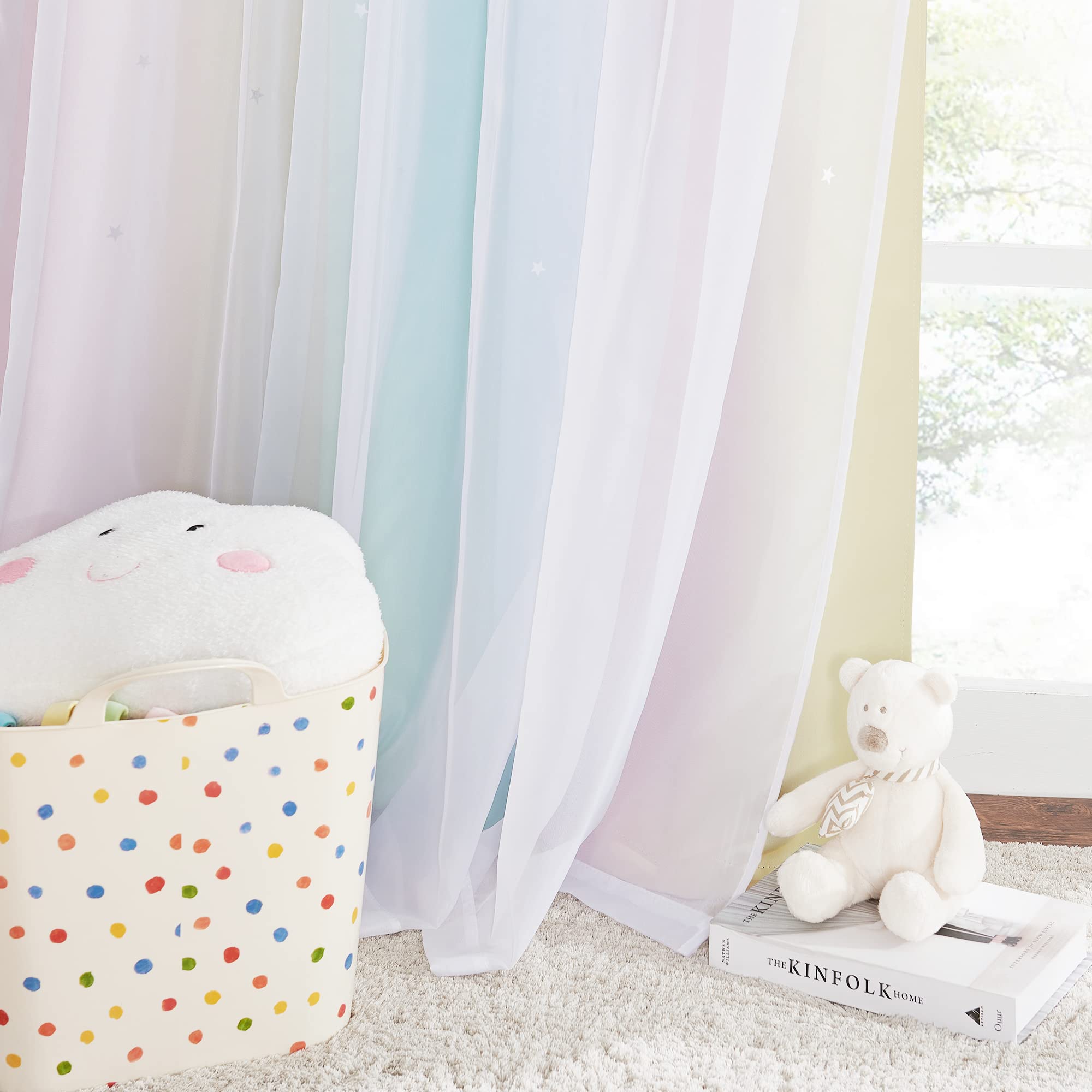 NICETOWN star-curtains color options in pink yellow green blue brighten kids' decor.
