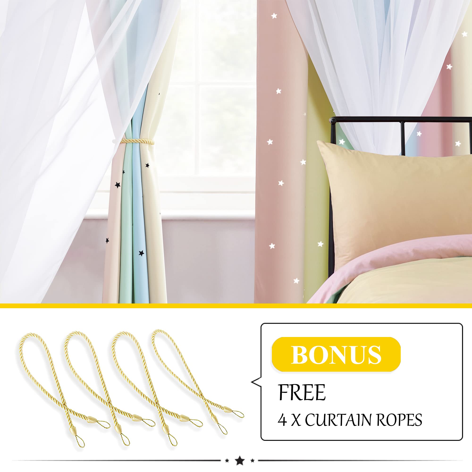 NICETOWN Star Curtains double-layer blackout with sheer panel for balanced privacy.