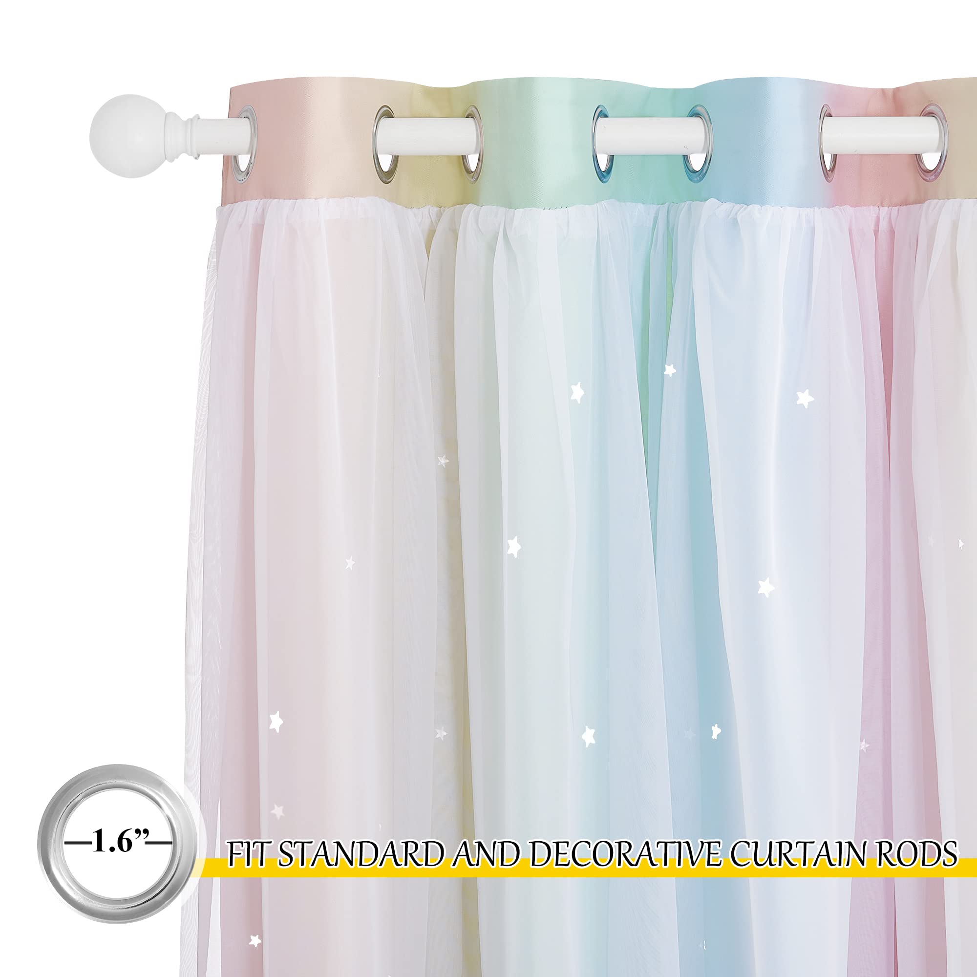 NICETOWN Star Curtains top with 1.6-inch grommets for simple hanging.