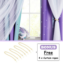 NICETOWN star curtains hollow star design captures twinkling light from outside.