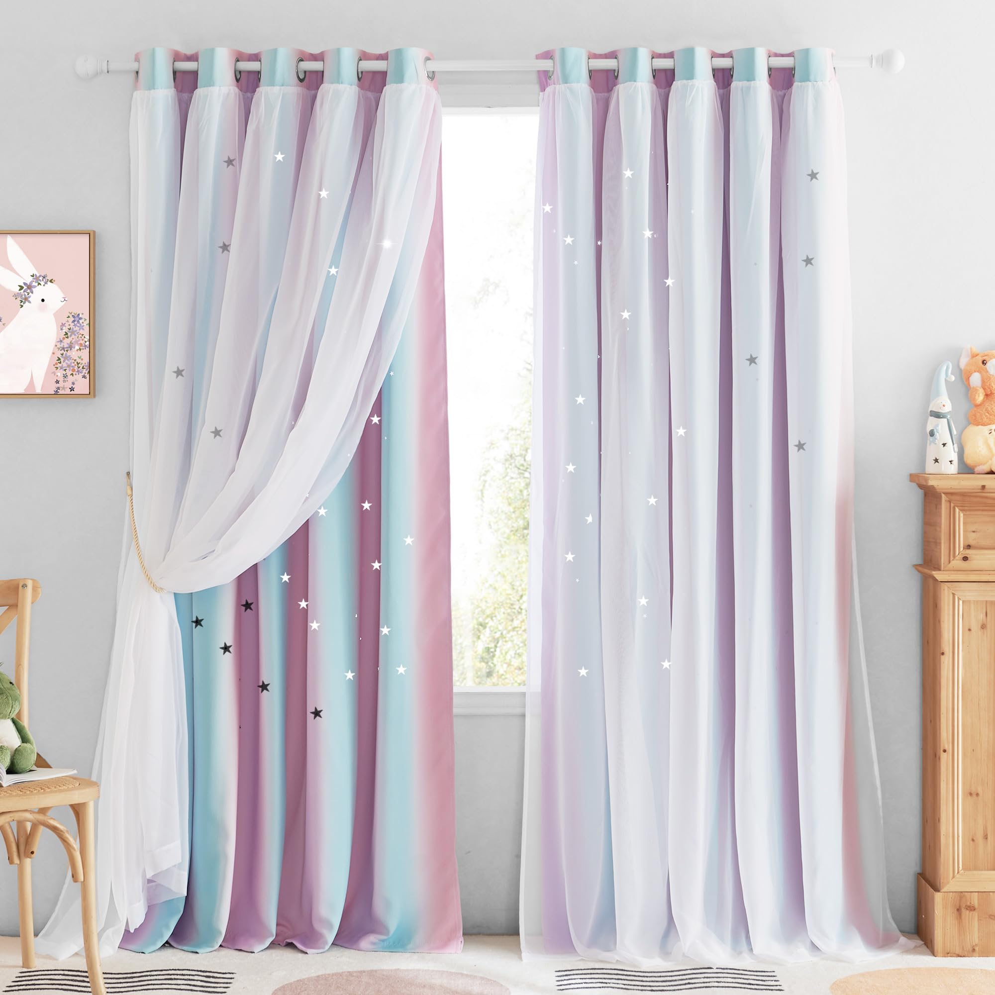NICETOWN Star nursery decor featuring soft, shaded light