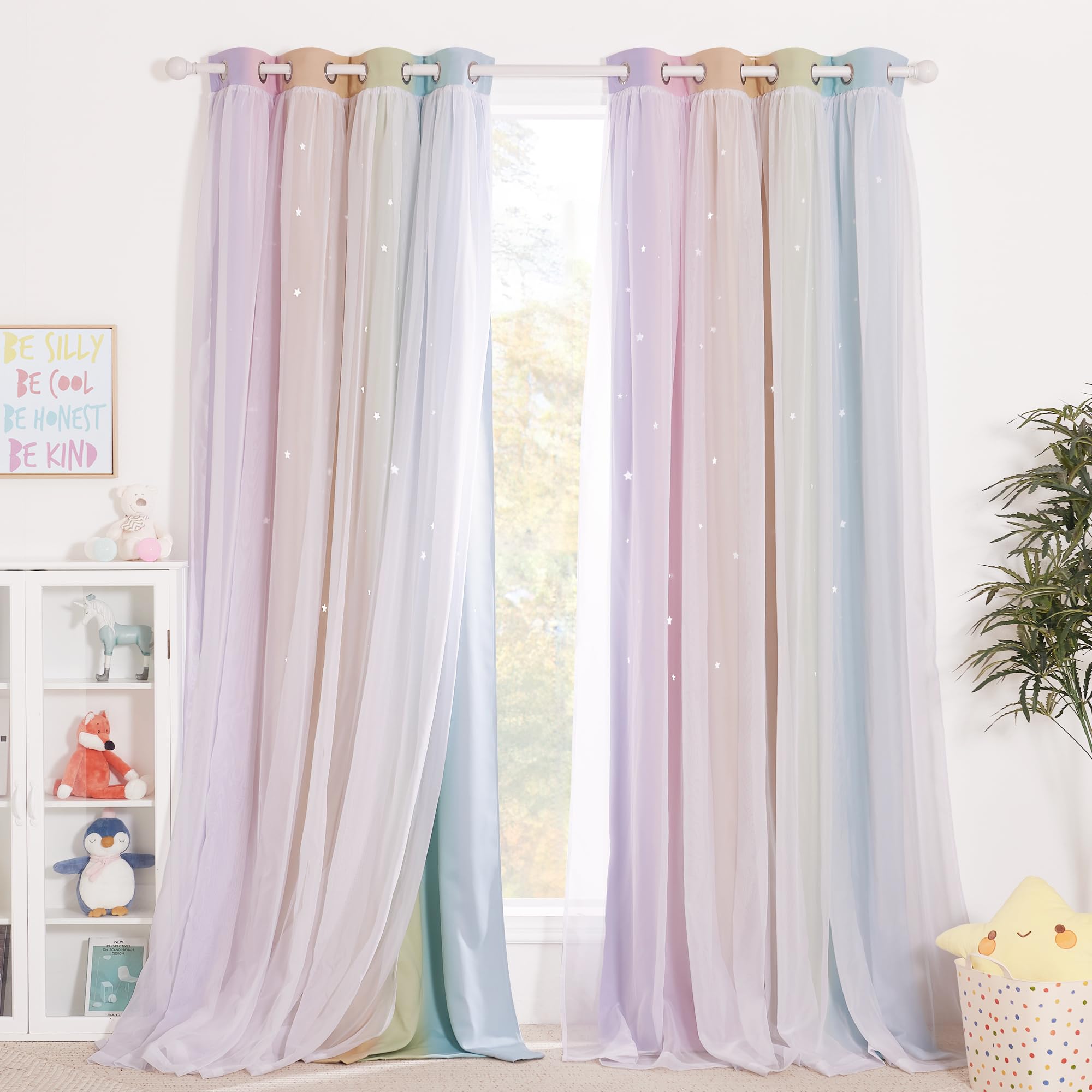 NICETOWN Star Curtains package with two layered panels for quick setup and stylish look.