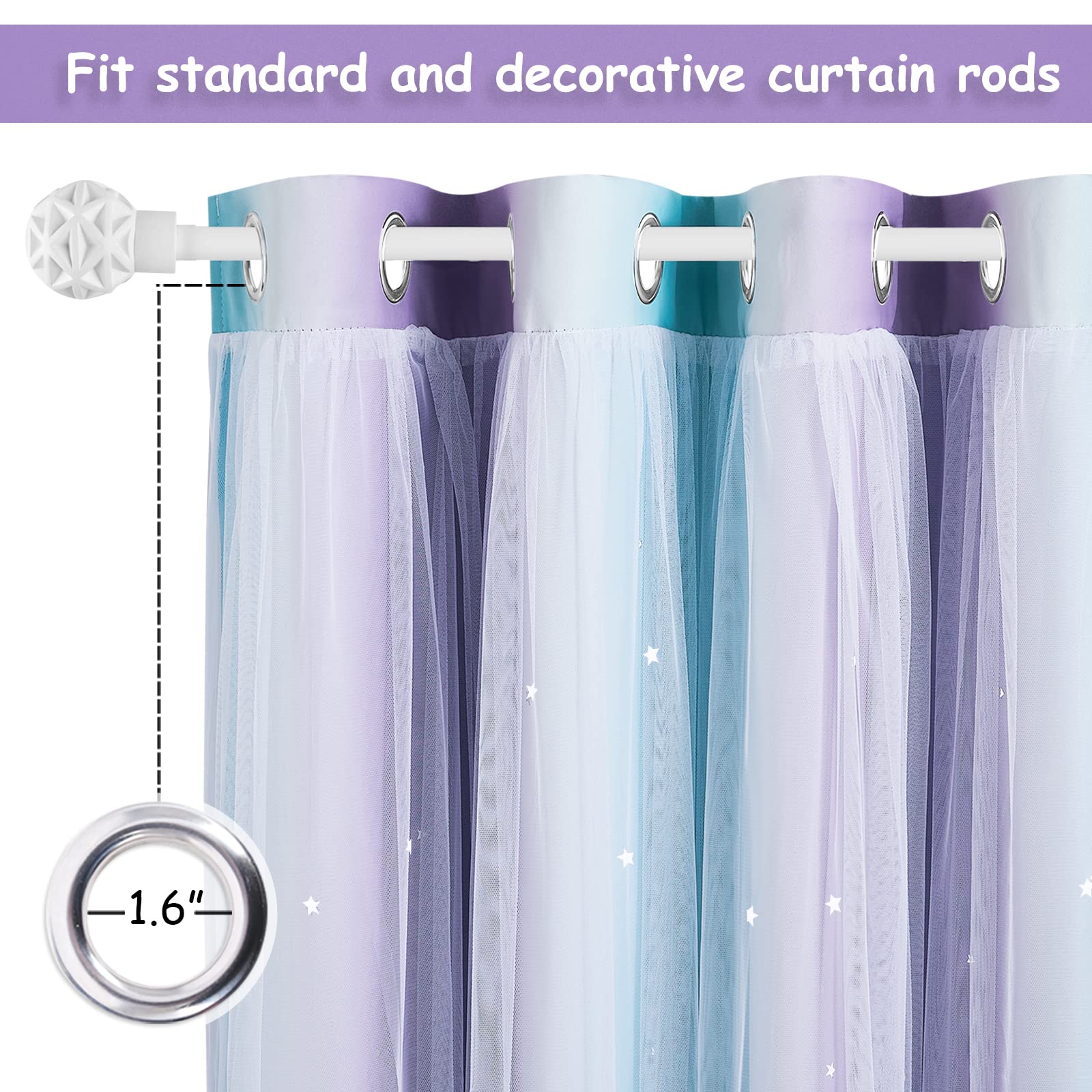 NICETOWN star curtains sheer attached layer shows layered light, airiness, and gentle privacy.