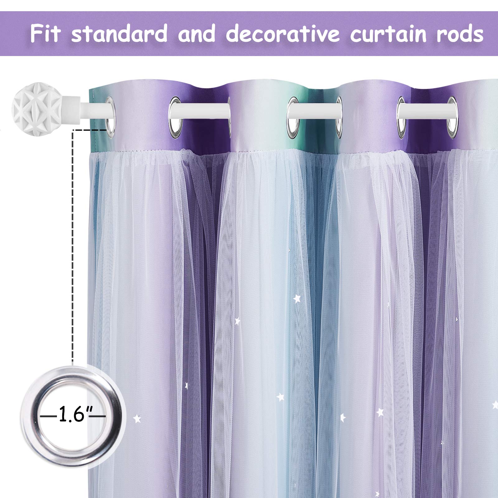 NICETOWN star curtains teal purple ambient light from hollow stars adds cozy ambience