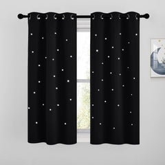 NICETOWN star-cutout curtains front view showcases twinkling star cutouts for dreamy design.