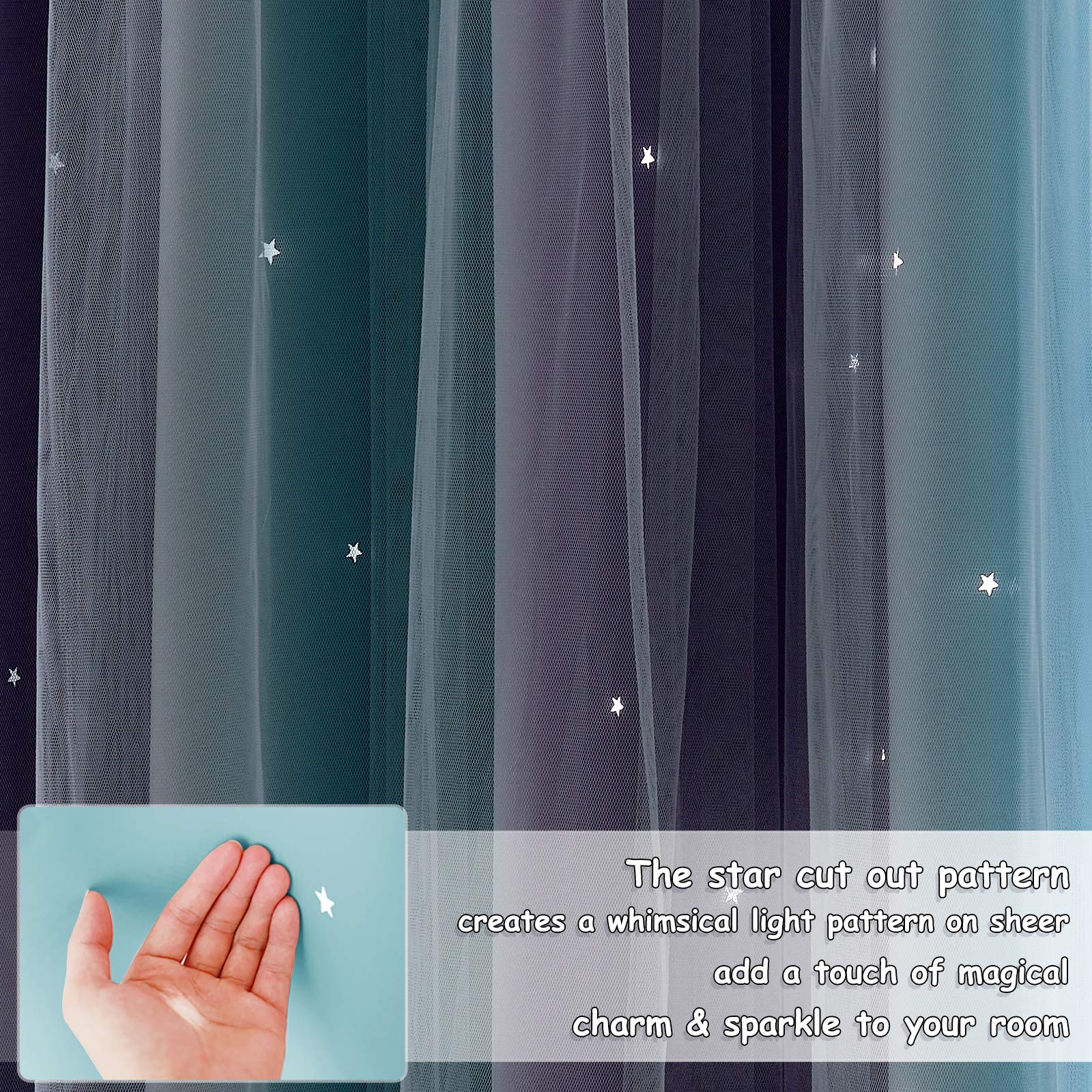 NICETOWN star-cutout-curtains hollow-stars light pattern creates whimsical illumination for kids room