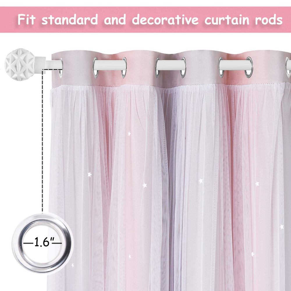 NICETOWN star-cutout curtains pink grey grommets ready for easy installation.