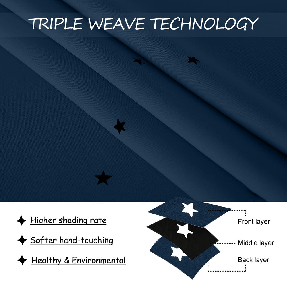NICETOWN star-cutout-curtains-window-hanging-setup demonstrates easy installation with 1.6-inch grommets