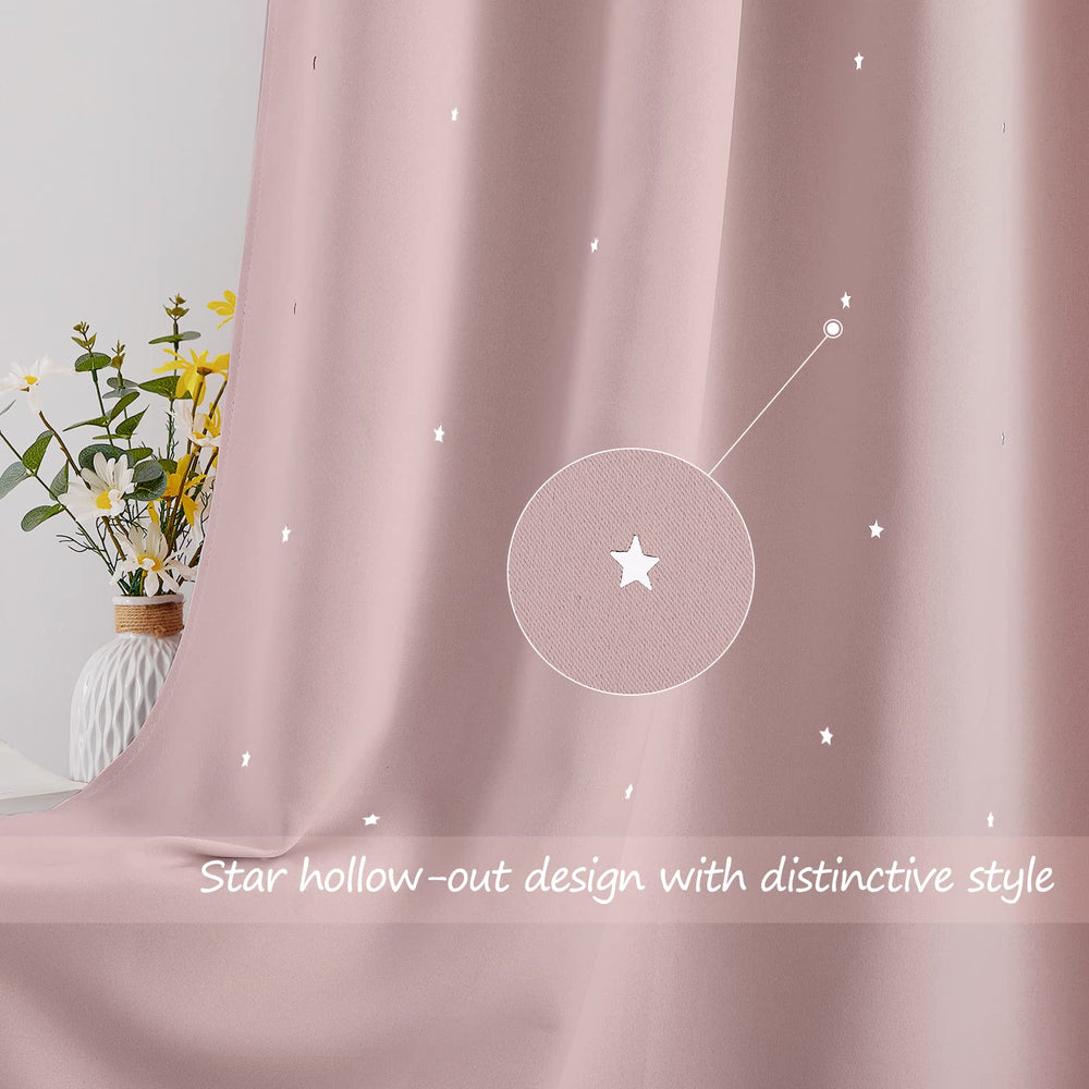 Closeup of NICETOWN star hollow-out curtains fabric showcasing softness and quality