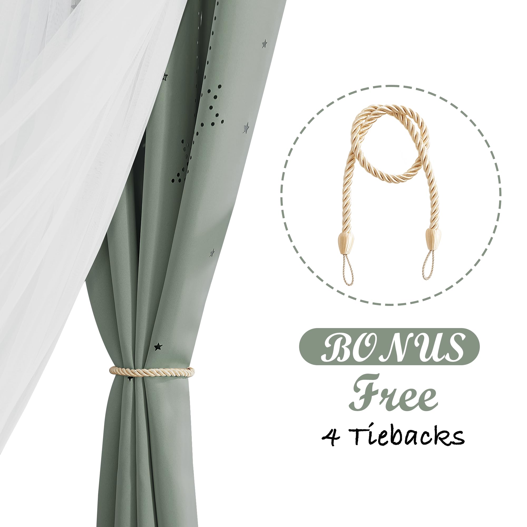 NICETOWN star moon cutout curtains with visible grommets and layered design