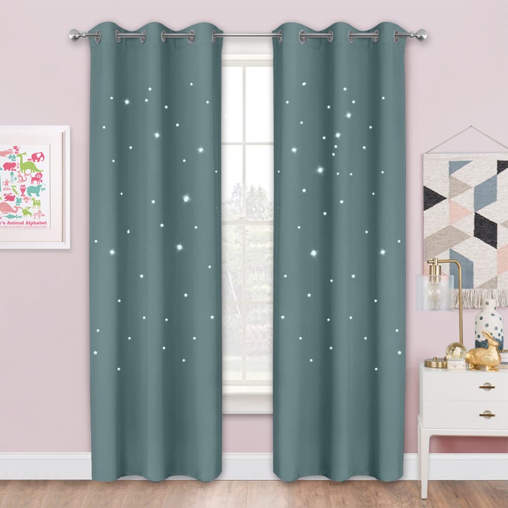 NICETOWN Twinkle Curtains hollow stars close-up for cozy starry ambiance