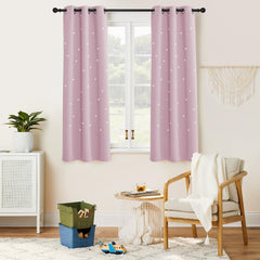 NICETOWN Twinkle curtain hollow stars cutout, starry pattern enhancing nap-time privacy.