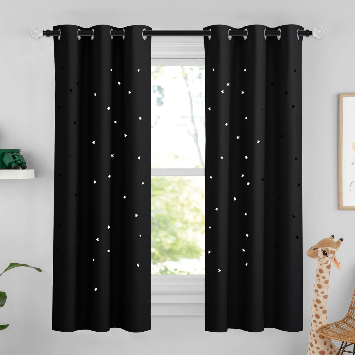 nicetown twinkle curtain with hollow stars adds cozy starry light and privacy to kids' room