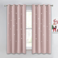 NICETOWN twinkle curtain with star-cutouts creates magical light patterns for bedtime.
